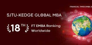 上海交通大学-法国凯致商学院Global MBA项目荣登2023《金融时报》EMBA全球18位